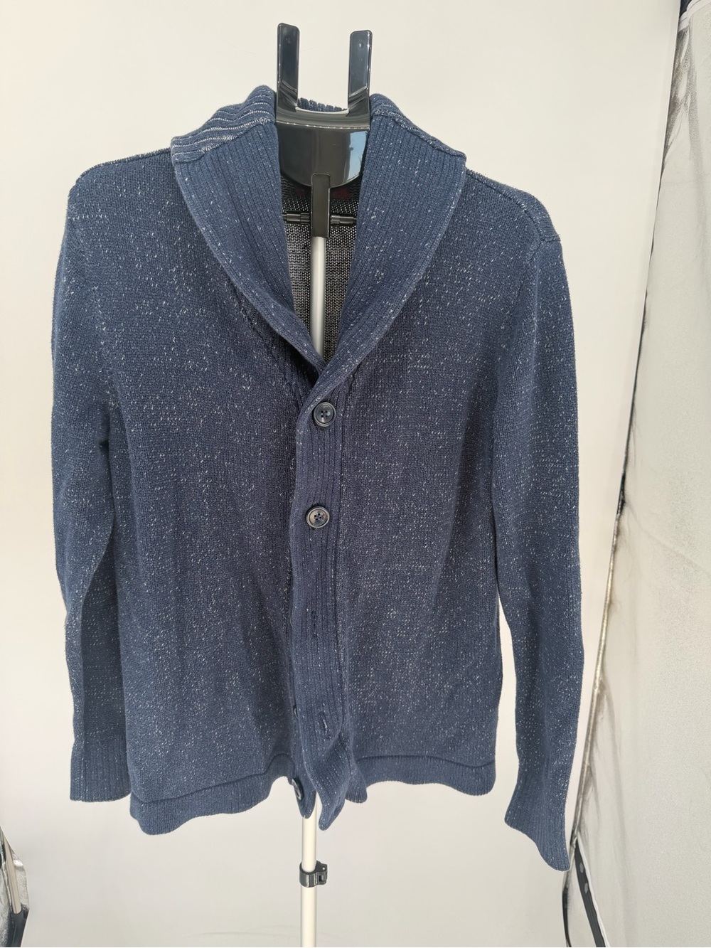 Arizona Jean Company Men's Navy Shawl-Collar Cardigan with Fleck